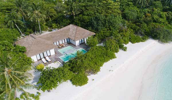 Drohnenaufnahme, Beach 2-Bedroom Pool Villa, Noku Maldives
