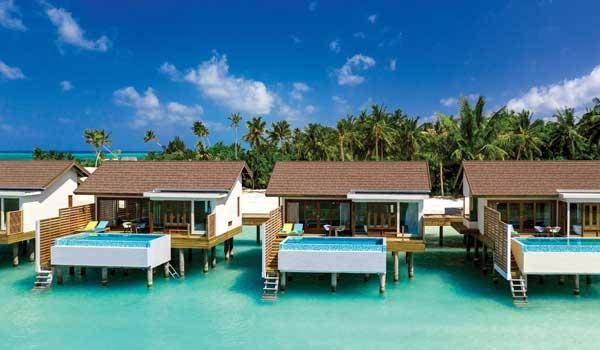 Sunset Water Villas mit Pool, Frontansicht, Atmosphere Kanifushi Maldives