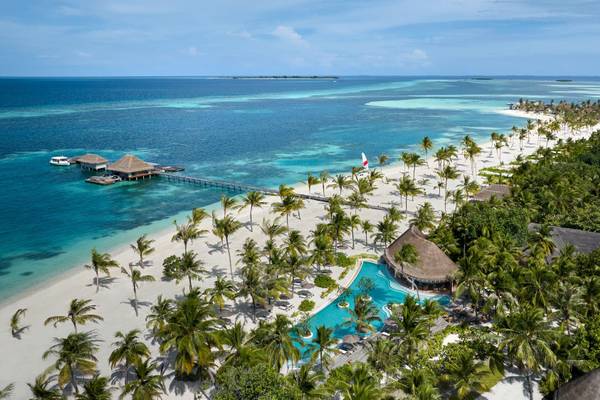Six Senses Kanuhura, Slider, Luftaufnahme Pool