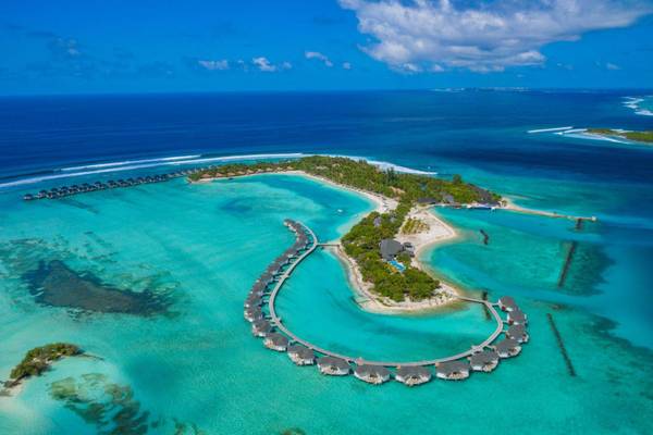 Cinnamon Dhonveli Maledives, Malediven, Luftbild von Insel