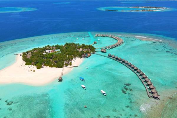 Thulhagiri Island Resort, Malediven, Slider, Luftaufnahme Resort