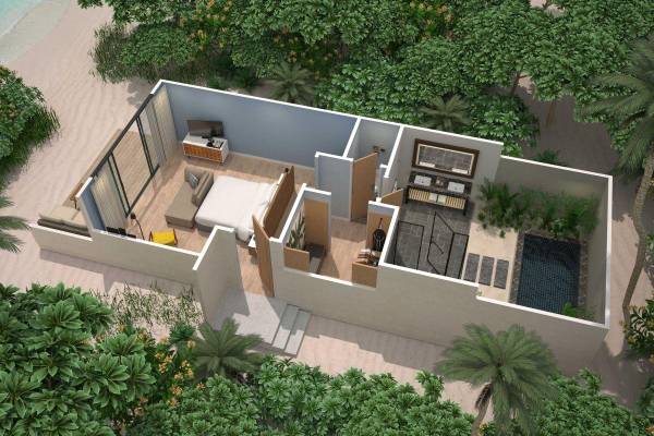 Le Méridien Maldives Resort & Spa, Malediven, Beach Villa with Garden Pool, Grundriss