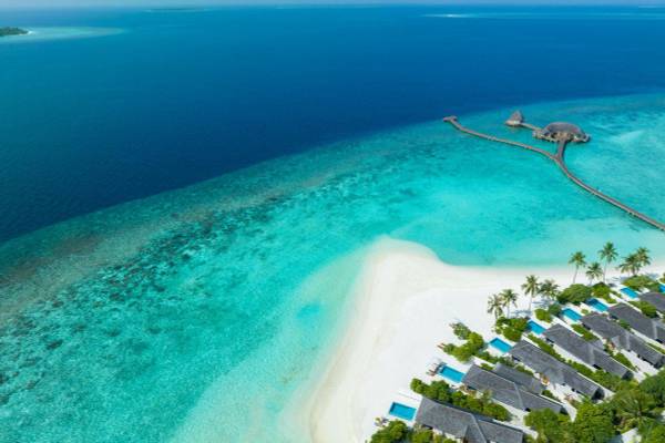 Emerald Faarufushi Resort & Spa, Malediven, Beach Villa with Pool, Luftaufnahme Beach Villen mit Pool