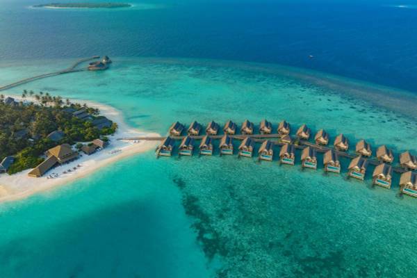 Emerald Faarufushi Resort & Spa, Malediven, Water Villa with Pool, Luftaufnahme Wasservillen
