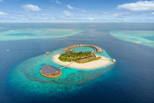 Kudadoo Maldives Private Island, Malediven, Luftaufnahme Insel