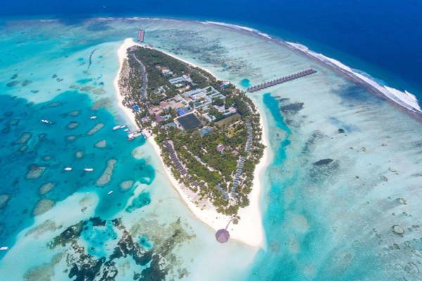 Meeru Island Resort, Malediven, Resort von oben