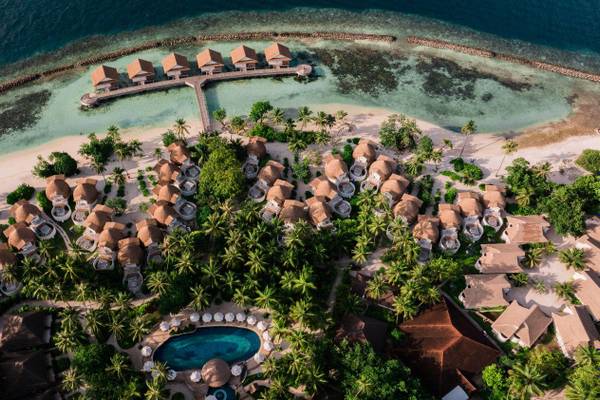 Bandos Maldives, Insel, Drohnenaufnahme