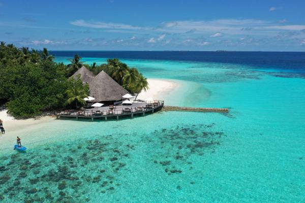 Makunudu Island, Sand Bar Luftaufnahme
