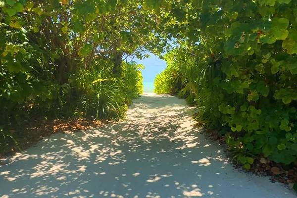 Canareef Resort Zugang von der Beach Villa zum Strand