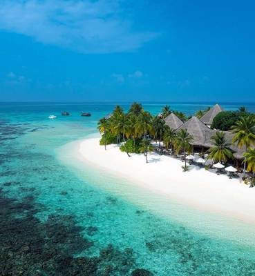 Strand von oben, Luftaufnahme, Anba Bar, Mirihi Island Resort, Malediven