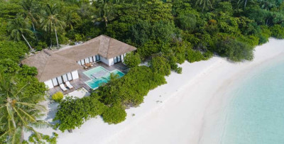 Drohnenaufnahme, Beach 2-Bedroom Pool Villa, Noku Maldives