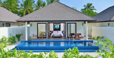 Sunset Beach Villa mit Pool, Atmosphere Kanifushi Maldives 